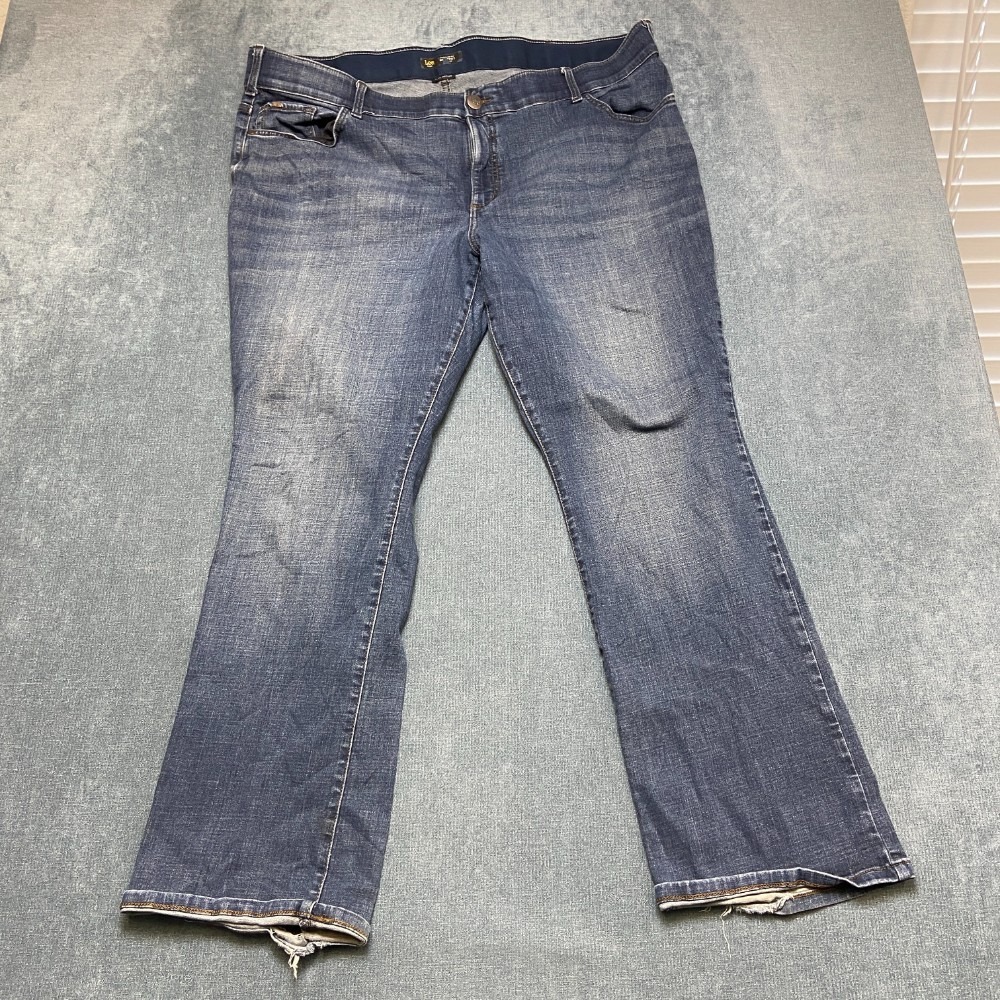 Lee Flex Motion Jeans Womens 22W Blue Denim Cotton Stretch Regular Fit Bootcut
